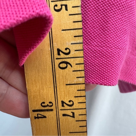 Ralph Lauren Womens Big Monogram Logo Equestrian Pink Polo Shirt Slim Fit Size L - Picture 8 of 8